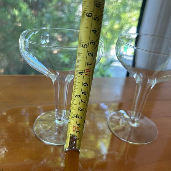 Vintage Coupe Glasses Set of 2 – Clear Stemmed Cocktail or Champagne Glasses - Picture 11 of 11